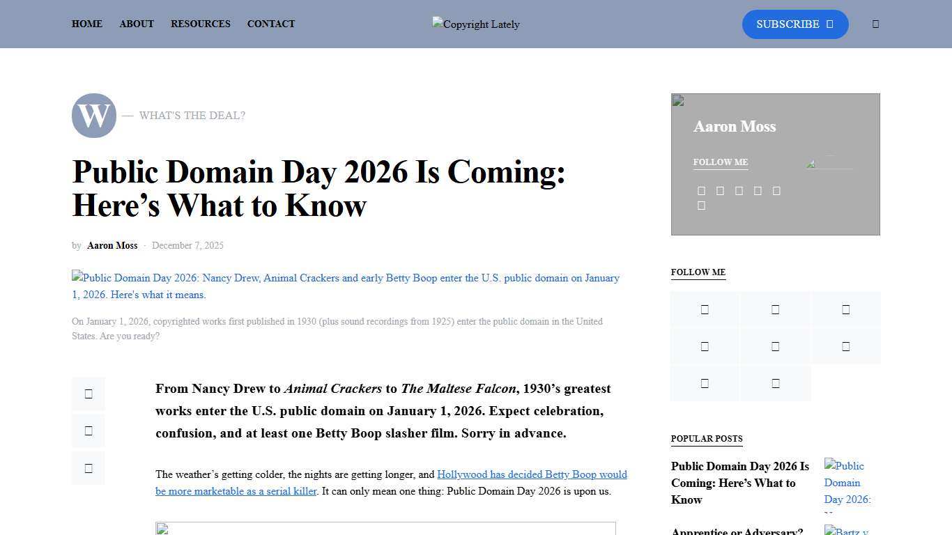 Public Domain Day 2026 Is Coming: Here's What to Know Copyright Lately